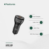 شارژر فندکی 30 وات 2 پورت گرین لاین مدل Green Lion Car Charger 50 W Type-c Dual Port