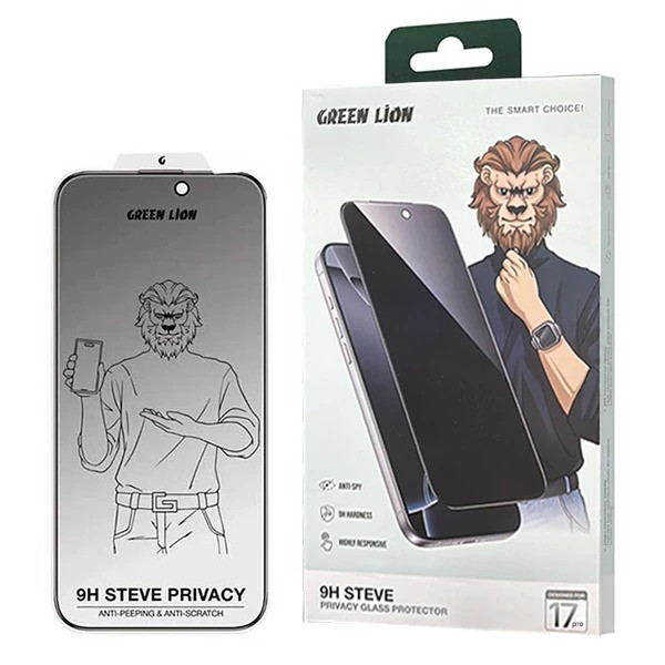 محافظ صفحه نمایش حریم شخصی گرین لاین مدل 9H Steve Privacy مناسب برای گوشی موبایل اپل iPhone 17 Pro